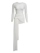 Lina-Mesh Drape Dress